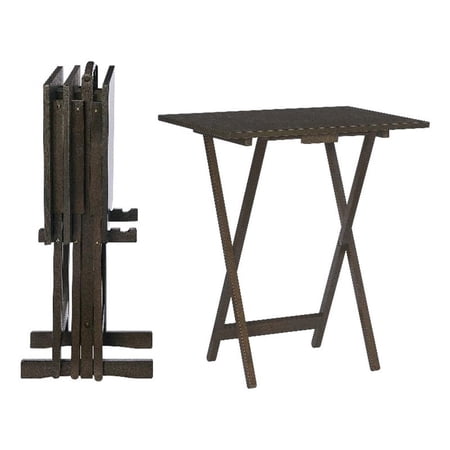 Linon Vivien Wood Tray Table Set in Gray