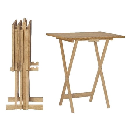 Linon Vivien Wood Tray Table Set in Natural