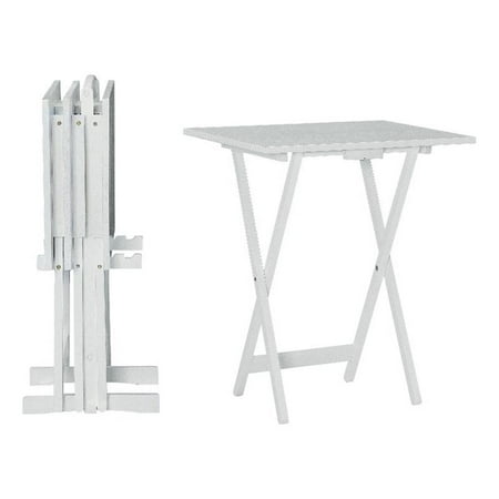 Linon Vivien Wood Tray Table Set in White