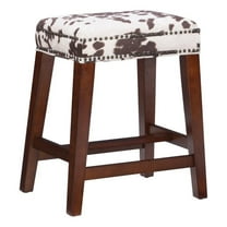 Linon Walt 24.5" Wooden Frame Cow Print Counter Stool in Brown