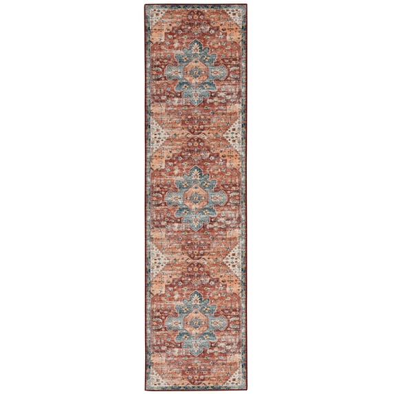 Linon Home Décor Washable Carter Area Rug or Runner Collection, Rust and Ivory, 2' x 8'