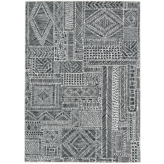 Linon Washable Kylen Polyester 3'x5' Rug in Ivory