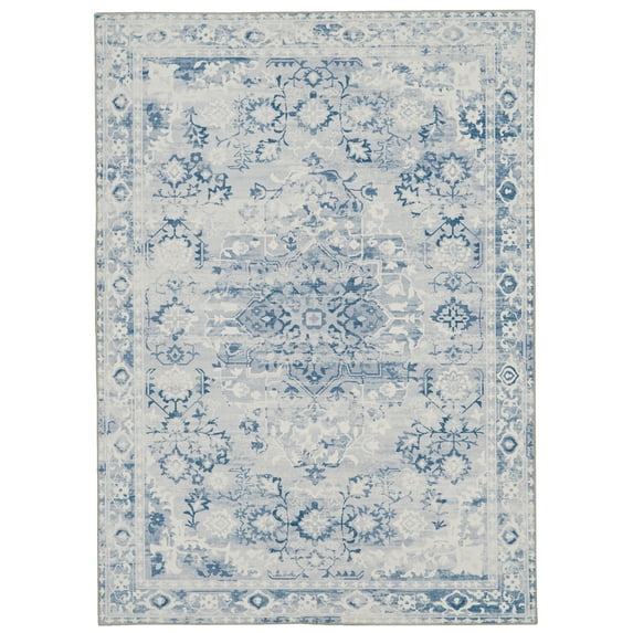 Linon Home Décor Washable Harris Area Rug or Runner Collection, Grey and Ivory, 2' x 3'
