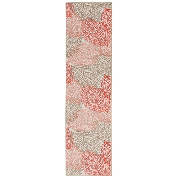 Linon Home Décor Washable Haylee Area Rug or Runner Collection, Ivory and Coral, 2' x 8'