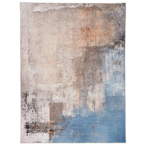 Linon Washable Keller Polyester 5'x7' Rug in Beige