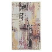 Linon Washable Klarna Polyester 2x3 Rug in Ivory and Purple