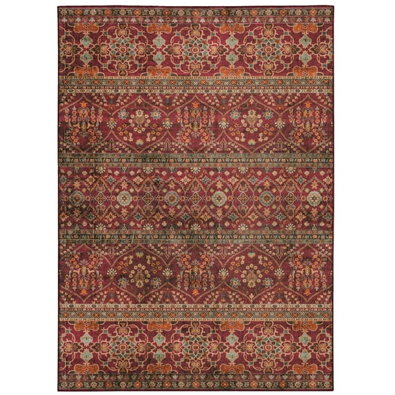 Linon Home Décor Washable Neil Area Rug or Runner Collection, Garnet and Ivory, 5' x 7'