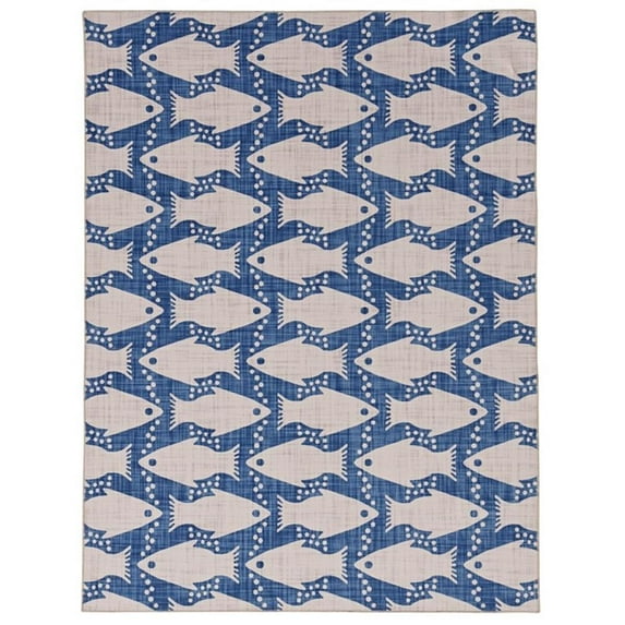 Linon Washable Shailley Polyester 2'x3' Rug in Ivory