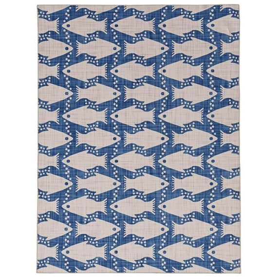 Linon Washable Shailley Polyester 3'x5' Rug in Ivory