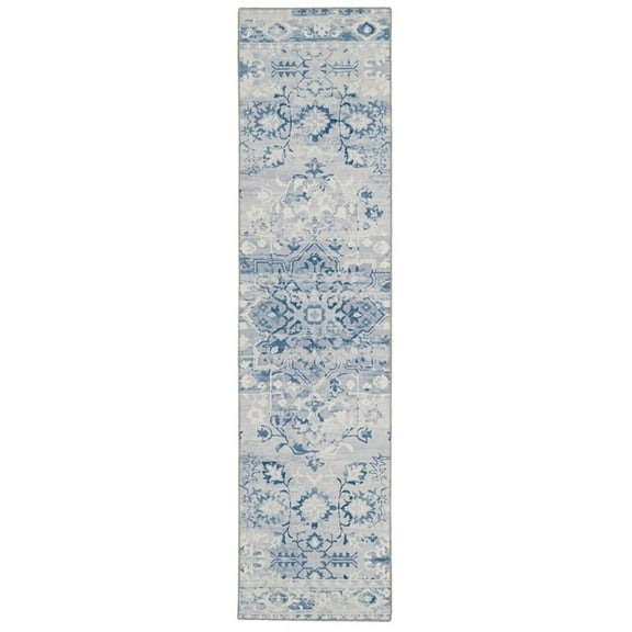 Linon Washable Zayd Polyester 2'x8' Rug in Gray