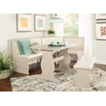 thumbnail image 1 of Linon Weston Corner Dining Breakfast Nook with Table and Bench, Seats 5-6, Gray Finish with White Fabric, 1 of 27