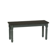 Willow Farmhouse Dining Bench, Burnished Smoke and Distressed Teal Blue