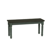Linon Willow Wood 2 Tone Dining Bench in Distressed Teal Blue