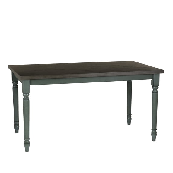 Powell Willow Dining Table, Distressed Brown and Teal Blue