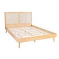 thumbnail image 1 of Linon Winnie Queen Wood platform Bed with Woven Rattan Cane Headboard, Natural Wood, 1 of 20