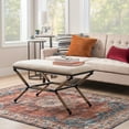 thumbnail image 1 of Linon Winther X Frame Bench or Ottoman, Rope Wrapped Metal Legs with Natural Linen Fabric, 1 of 8