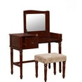 thumbnail image 1 of Linon Wyndham Vanity Set including Flip Top Mirror and Stool, Walnut Finish, Beige Seat, 1 of 5