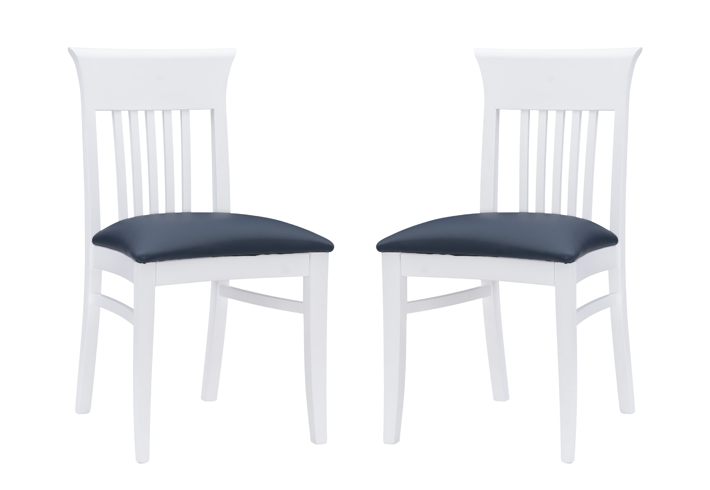 Coastal Cottage Charm White Faux Leather Dining Chairs, Set of 2