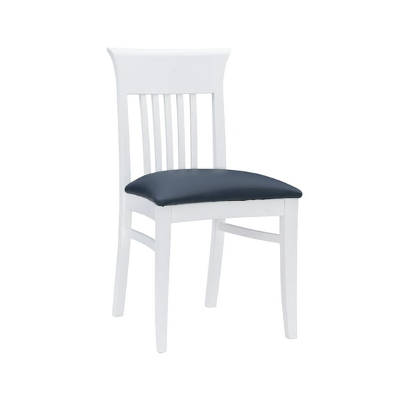 Linon Yorktown Dining Chairs, Set of 2, White Finish with Navy Faux Leather