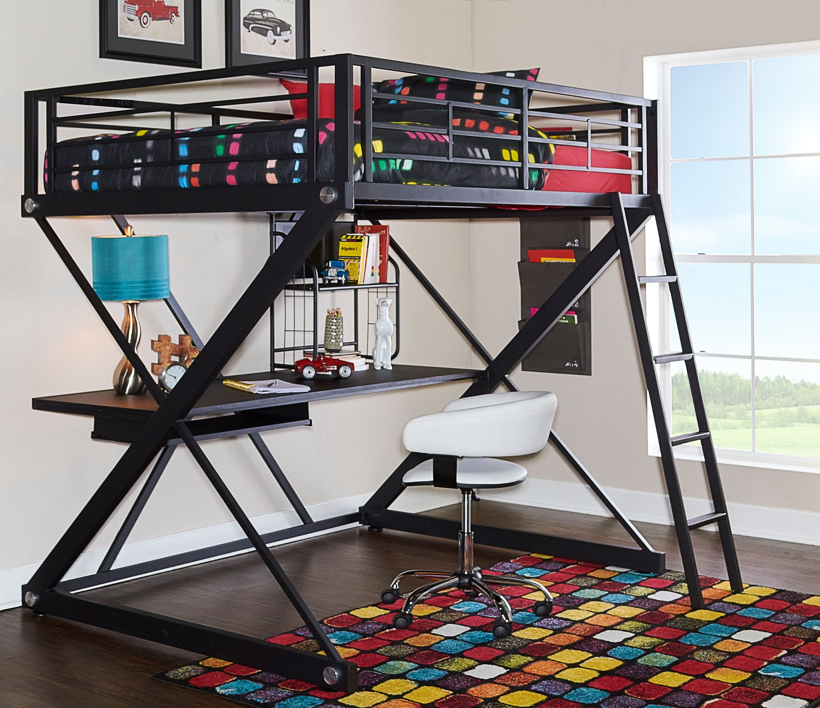Powell Z Bedroom Full Size Study Loft Bunk Bed, Black - Walmart.com