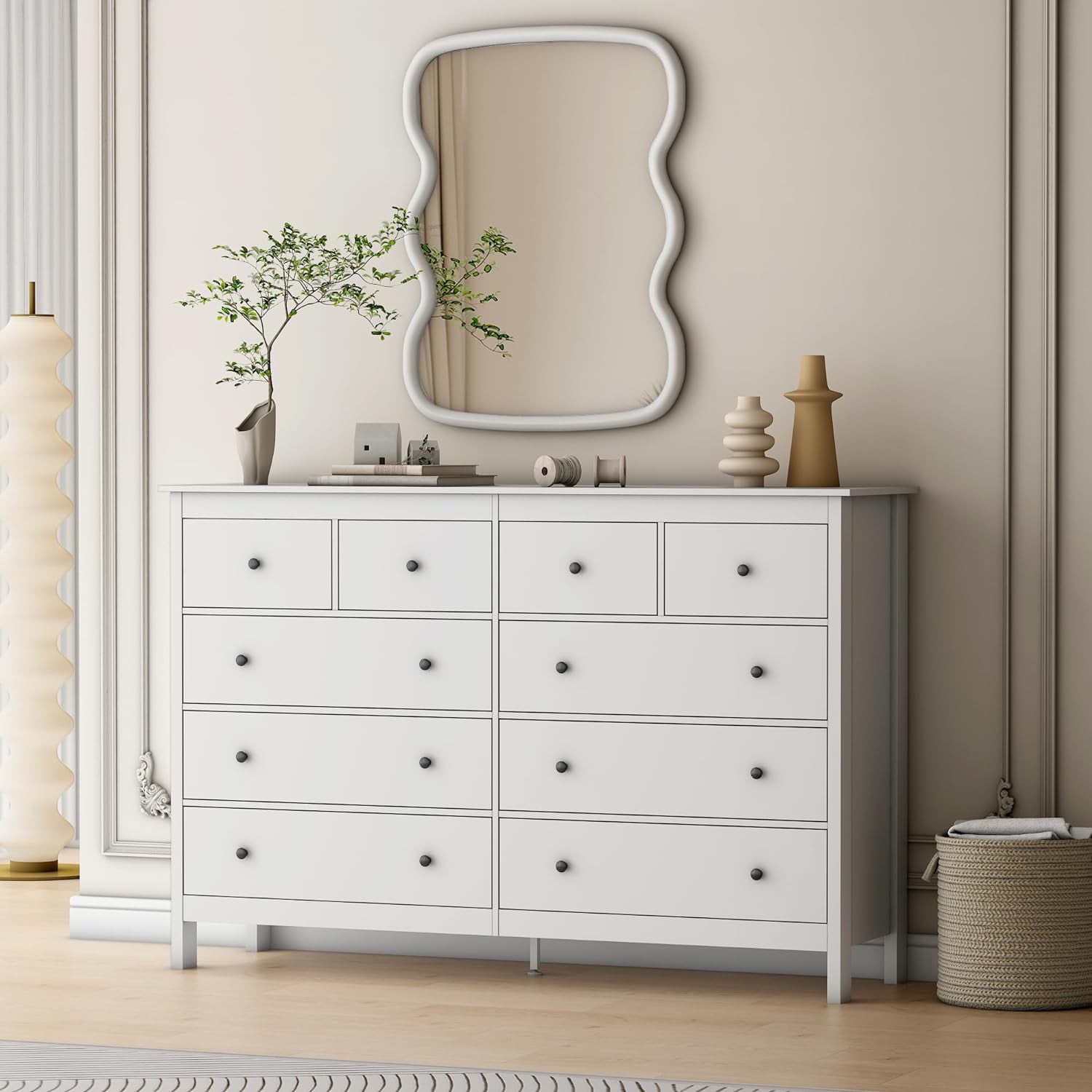 Linor 10 Drawer Dresser 55 Modern White Dressers Chest Of Drawers   Linor 10 Drawer Dresser 55 Modern White Dressers Chest Of Drawers Wooden Wide Dresser For Bedroom Living Room 55 X 16 X 37 3c7e4794 7954 414c B40d 158e6aeb3adc.0c85cfa11e4642a8e283b00084577517 