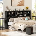 thumbnail image 1 of Akaber 2 Tier Wood Bookcase Headboard for King Size Beds, Modern Bed Headboards & Footboards, Black, 1 of 6