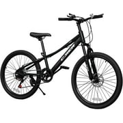 Linor 20" Kids Mountain Bike for Kids 6-12, 7 Speeds Drivetrain Kids Bike, Girls Boys Bike with Suspension Fork, Dual-Disc Brake, Anti-Slip Butyl Tires, Black