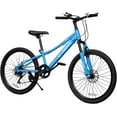 thumbnail image 1 of Linor 24" Kids Mountain Bike for Kids 6-12, 7 Speeds Drivetrain Kids Bike, Girls Boys Bike with Suspension Fork, Dual-Disc Brake, Anti-Slip Butyl Tires, Blue, 1 of 10