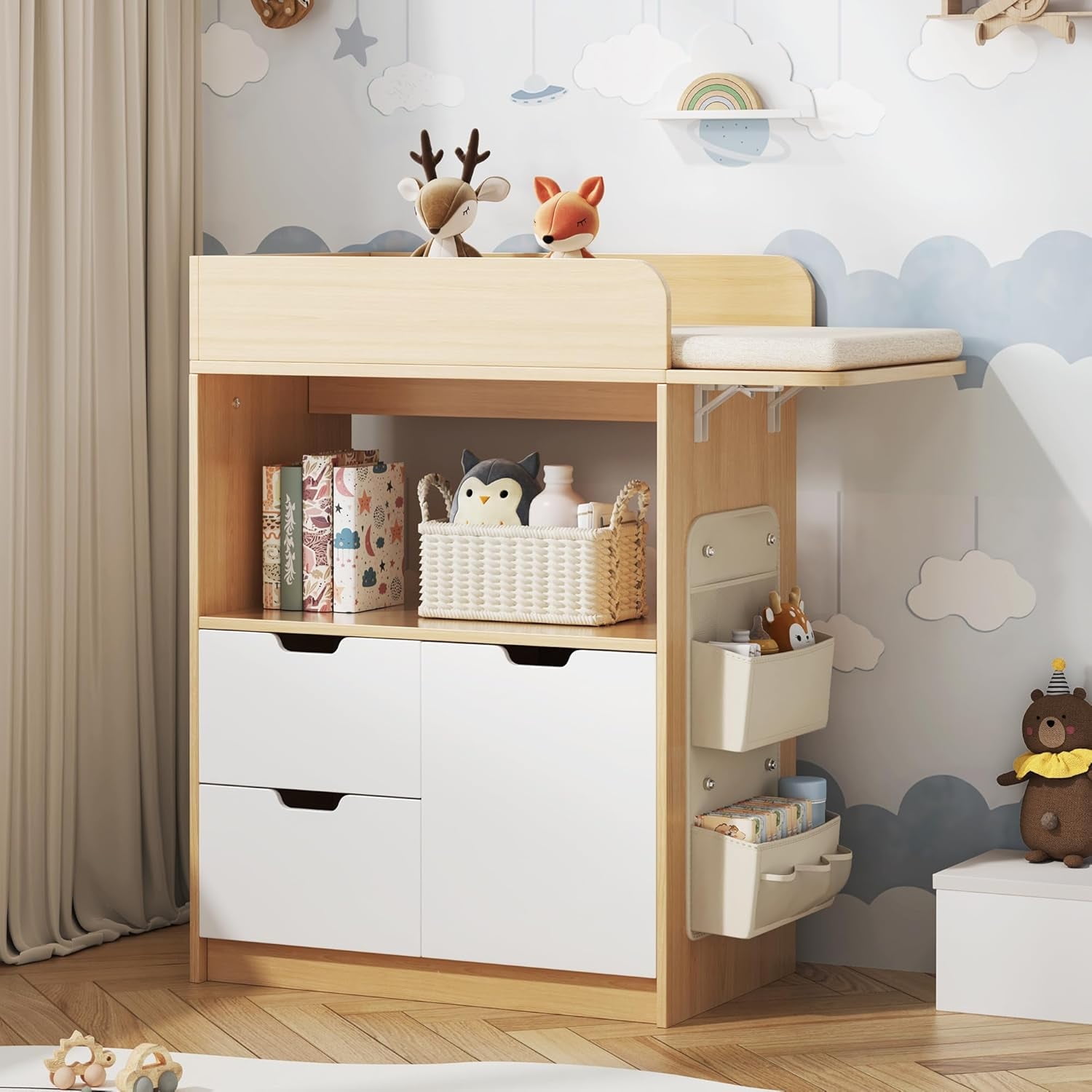 Linor 2 Drawer Diaper Baby Changing Table, White