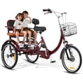 thumbnail image 1 of Akaber Adult Tricycle with Rear Seats, 20" 3-Wheel, Front and Rear Baskets, Trike for Seniors, Red, 1 of 9