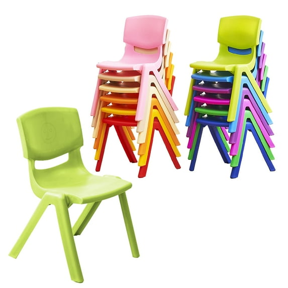 Linor Colorful Kids Plastic Modern Outdoor Chairs, Waterproof and Reading, Set of 12