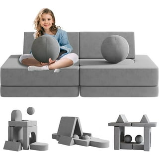 14pcs Kids Couch, Linor Toddler Sofa Modular Kids Couch for Playroom Furniture, Large Size Multifunctional Toddler Couch for Playing, Convertible Foam