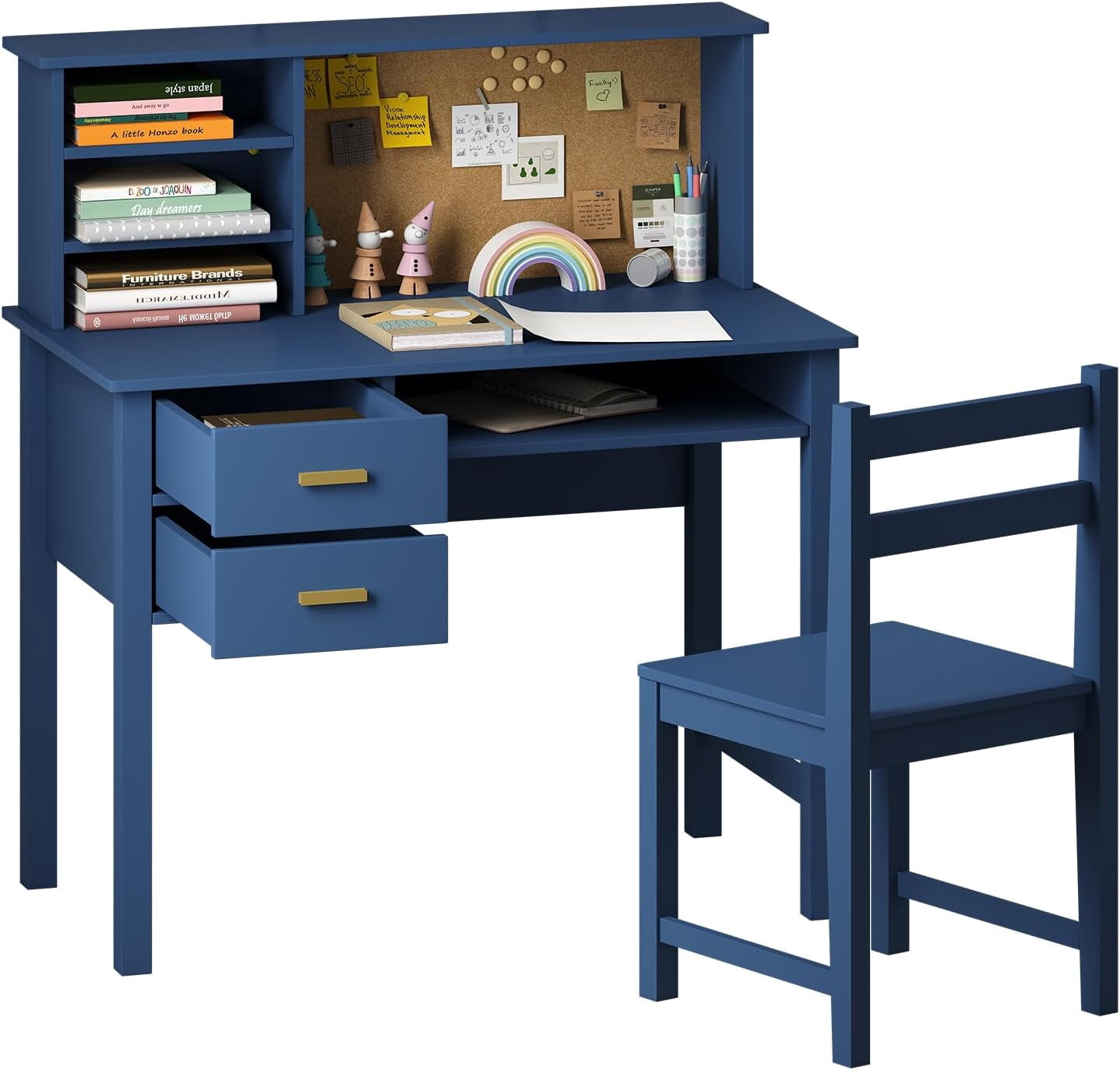 Linor Wooden Kids Activity Table and Chair Set, Study Desk for Boys and Girls, Blue