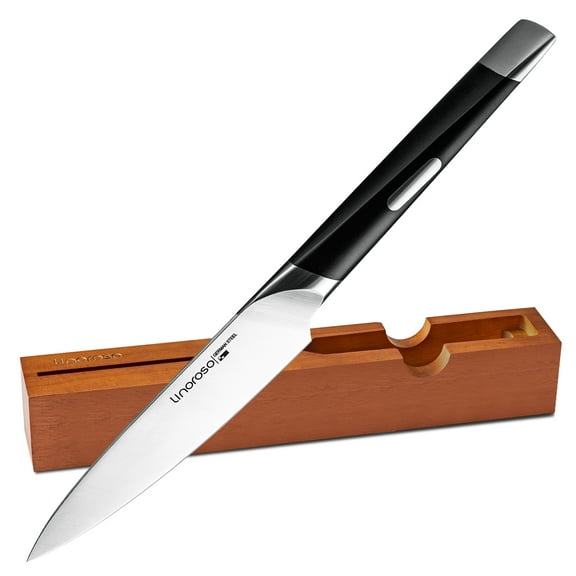 Linoroso 4.5 inch Paring Knife for Kitchen Use, Peeling Knife with In-Drawer Knife Block, High-Carbon Stainless Steel