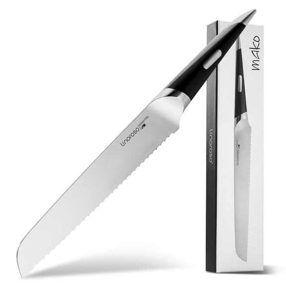 Linoroso 8 inch Serrated Bread Knife for Homemade Bread,Ultra Sharp Forged German High Carbon Stainless Steel Blade
