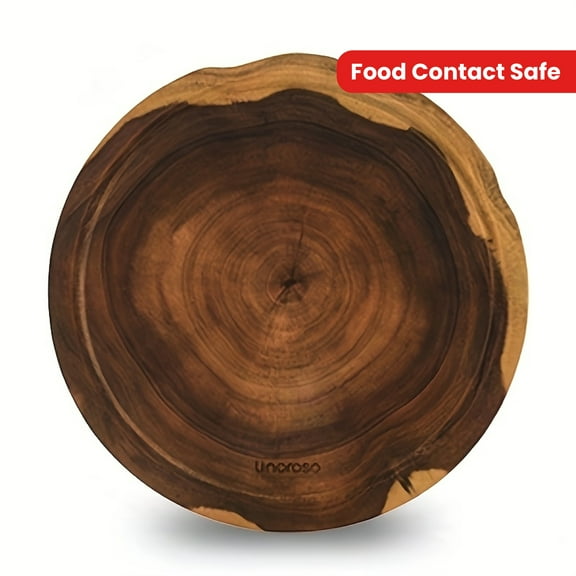 Linoroso Round Acacia Wood Chopping Board, 11.81inch Diameter, Double-Sided Non-Spliced Design, Anti-Slip, Cut Resistant, Food Contact Safe, Kitchen Cutting Board