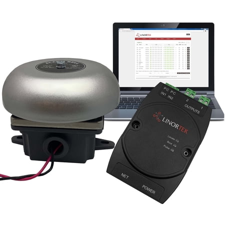 Linortek Netbell-2-1Bel TCP/IP Loud Automatic School | Office Break Time Alarm Bell System w/Programmable Bell Timer Software Web-Based Electronic Bell Controller