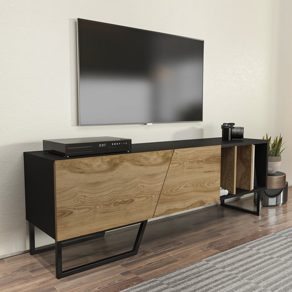 Linossa 60'' Modern TV Stand Wood Console Table Entertainment Unit with Metal Leg for 70'' TVs Marble Gold Finish