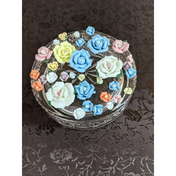 Linpeng Porcelain Flower Beads, Flat Back Cabochons, Craft DIY Scrapbook Jewelry Making, Vintage Rose Clay Flower Beads Assorted, Gift For Makers, 30 Pcs