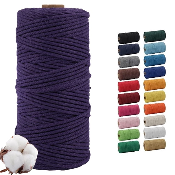 LinqiBlack 3mm Natural Macrame Cotton Cord, 110 Yards Cotton Rope for DIY Crafts, Wall Hanging, Plant Hanger, Wedding Decor, 1 Roll