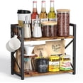 thumbnail image 1 of Linqz 2-Tier Kitchen Counter Shelf Organizer, Multifunctional Coffee Bar Station & Spice Rack for Countertop, Rustic Brown, 1 of 8