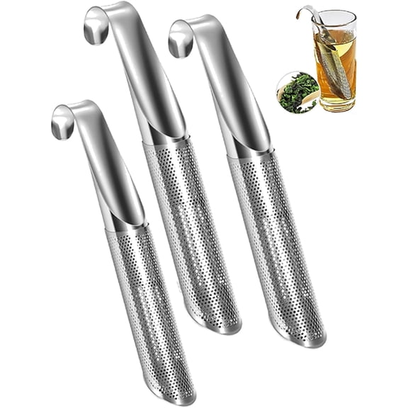 Linqz 3 Pack Stainless Steel Tea Infusers, Extra Fine Mesh Tea Strainers with Hook, Large Capacity Loose Tea Diffusers for Tea & Coffee, Silver