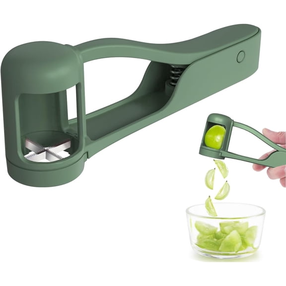 Linqz Grape Slicer for Fruit Salad, Stainless Steel 4-Piece Cutter Tool for Grapes, Cherry Tomatoes, Strawberries, Kitchen Gadget
