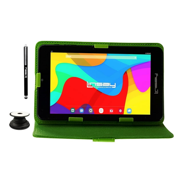 Linsay 7" 2GB RAM 32GB Android 12 Wi-Fi Tablet with Case Green, Pop Holder and Pen Stylus