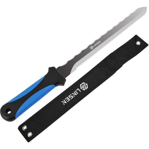 Linsen-Outdoor Stainless Steel Garden Knife with 11" Blade, Double Side Utility Sod Cutter Lawn Repair Nylon Sheath