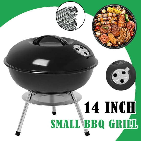Linsen-outdoors Portable Charcoal Grills For Outdoor Cooking Backyard Small Barbecue Party With Air Vent 14 Inch Black