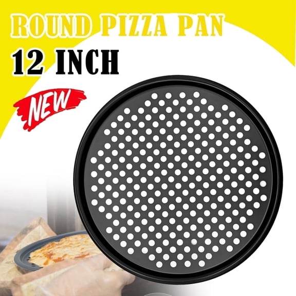 Linsen-outdoors 12 Inch Carbon Steel Pizza Pan, Non-Stick Grill & Baking Tray for Oven, Indoor BBQ, Outdoor Camping