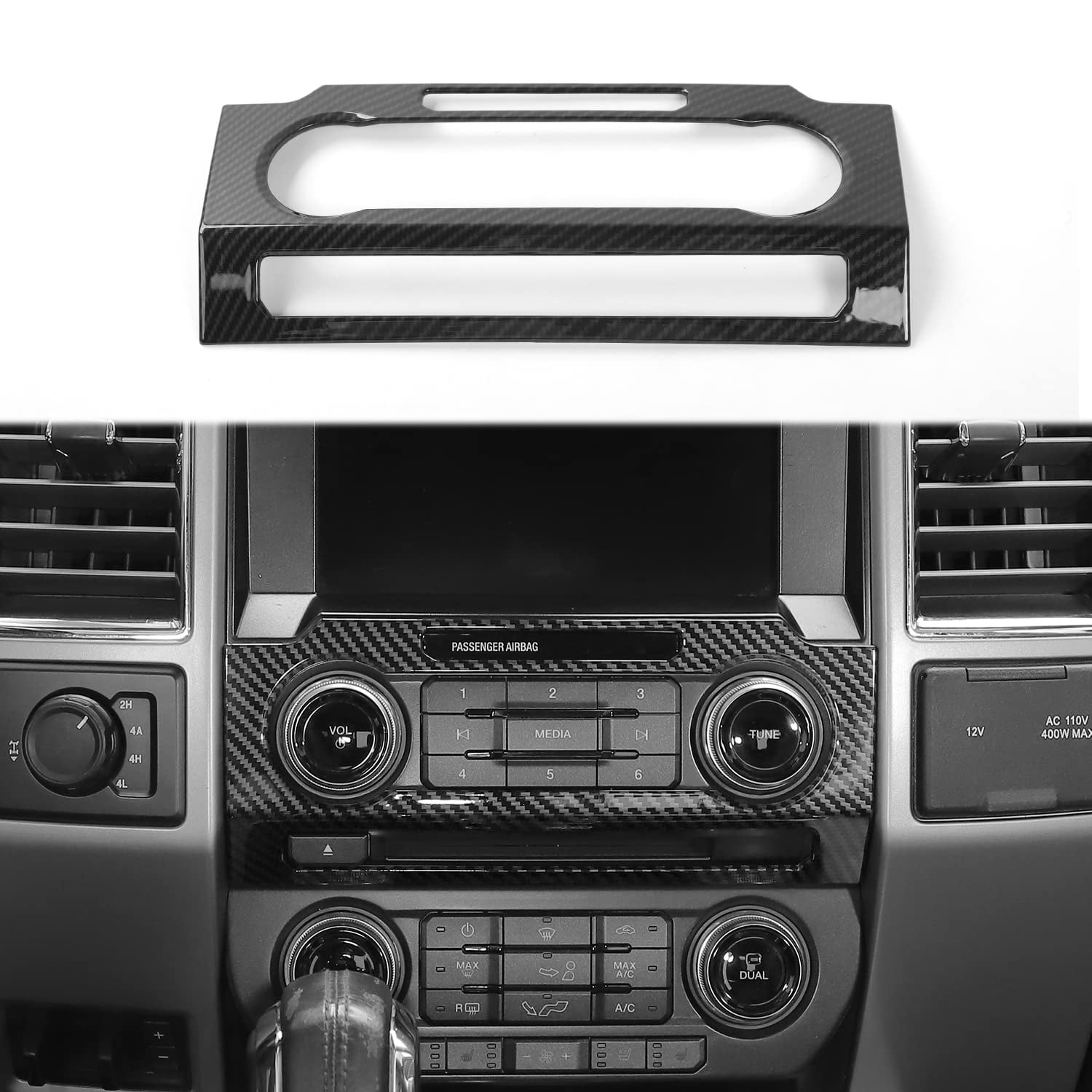 Steering Wheel Button Cover For Ford F150 2021-2022 – ABS Carbon Fiber Look Trim (Red) - View #4
