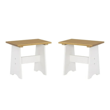 Linson Pine Wood Small Backless Bench (Set of 2)