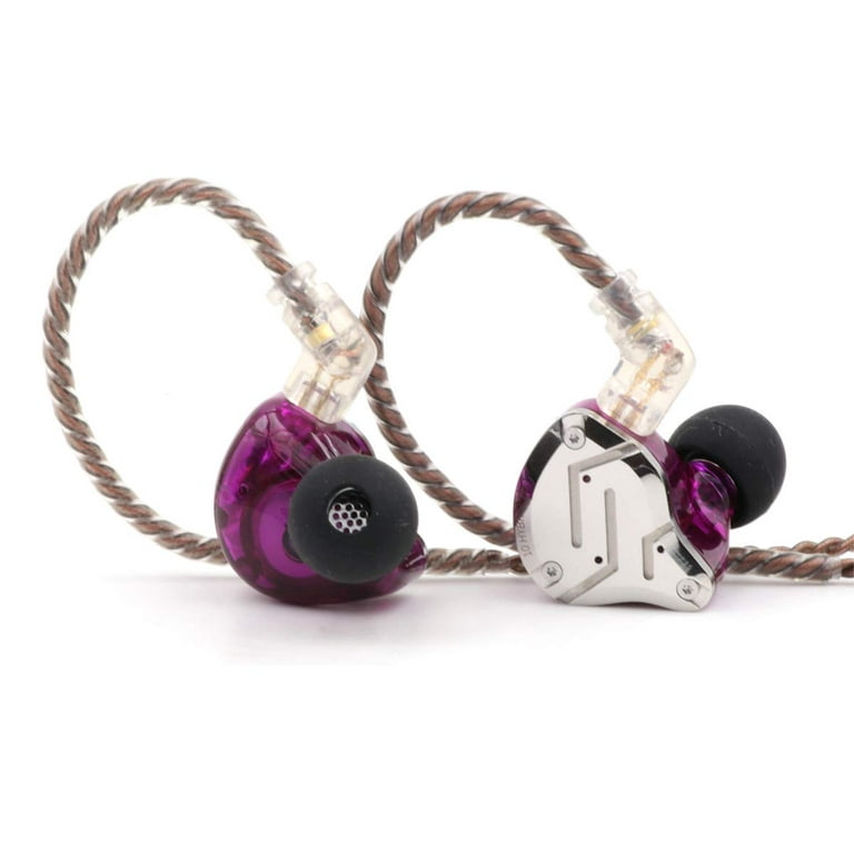 Linsoul KZ ZS10 Pro 4BA+1DD 5 Driver in-Ear HiFi Metal Earphones with  Stainless Steel Faceplate, 2 Pin Detachable Cable (Without Mic, Purple) 
